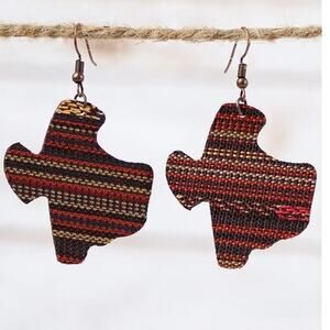 Black Red Yellow Serape Texas Western Woven Dangle Earrings